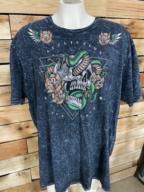 Affliction Black Label Distressed Graphic Tee